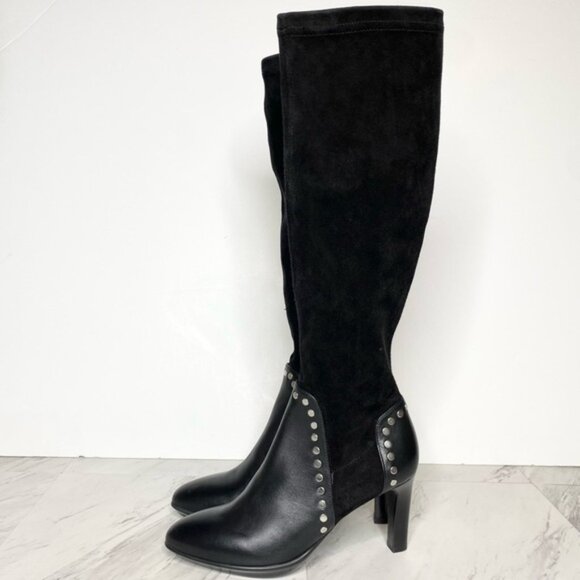 Aquatalia Rolla Black Suede Tall Boot 8 1/2 - Picture 1 of 16